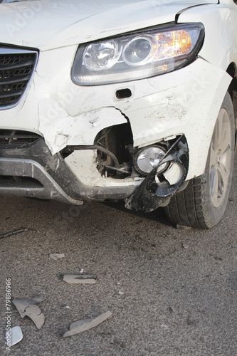 Car with smashed bumper