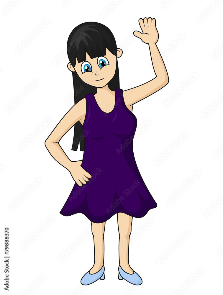 Lonely Girl Standing Cartoon, Vector Illustration Lonely Girl Standing Cartoon, Vector Illustration