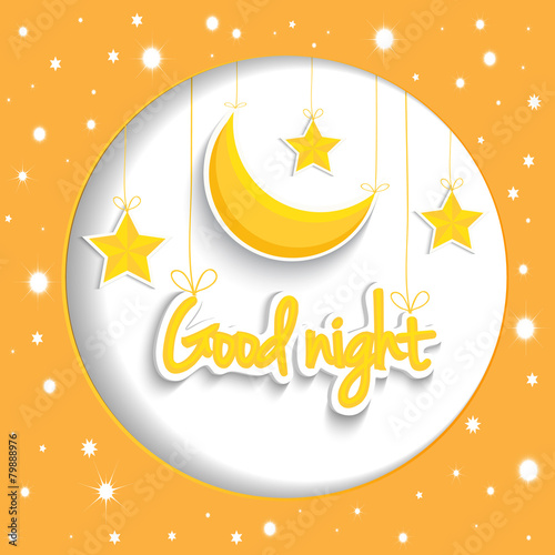 Cartoon star and moon wishing good night. Vector background EPS1