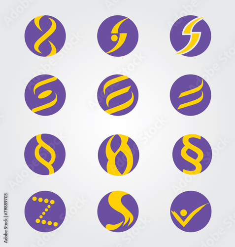 Ensemble d'Icones Abstrait Rond Symboles Huit Infinité S