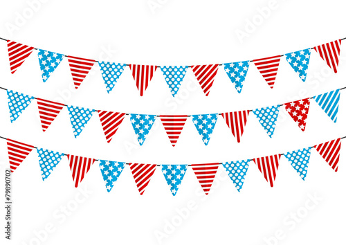 Color party flags isolated on white