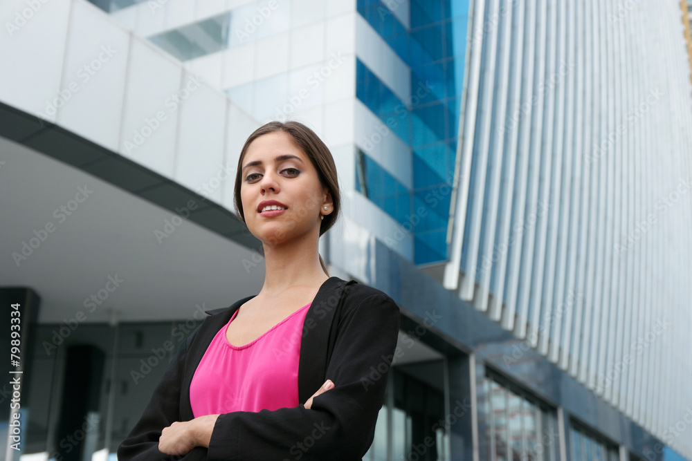Portrait Young Business Woman Arms Crossed Smiling Portrait Young Business Woman Arms Crossed Smiling
