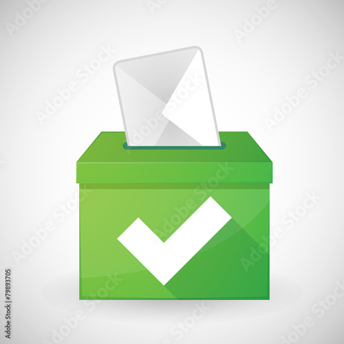 Green ballot box with a check mark