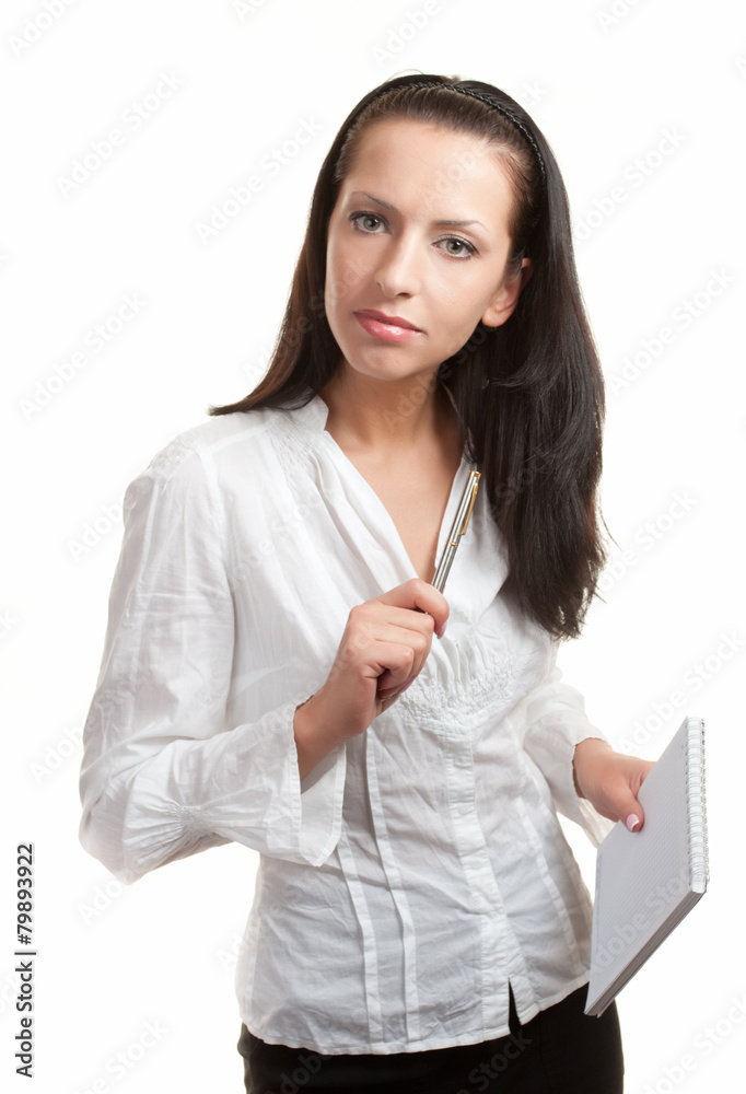 the dark-haired young woman - the employee of office the dark-haired young woman - the employee of office