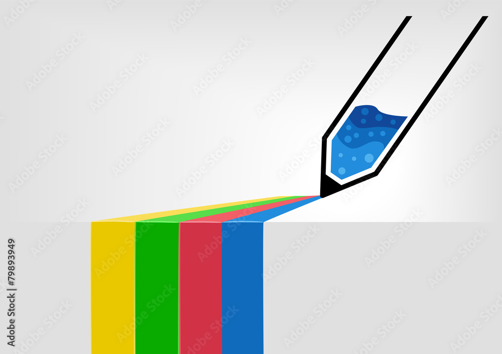 Vector illustration of pen drawing colorful lines in flat design