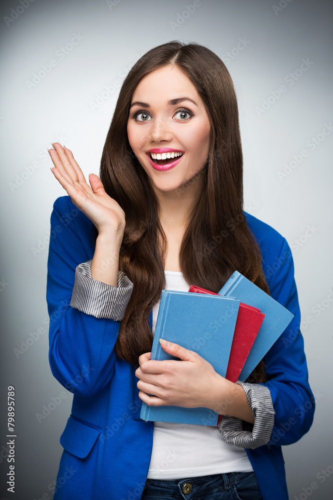 Female student holding books Female student holding books