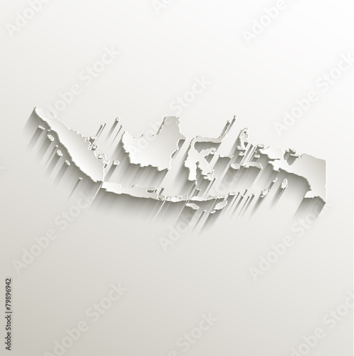 Indonesia map card paper 3D natural vector