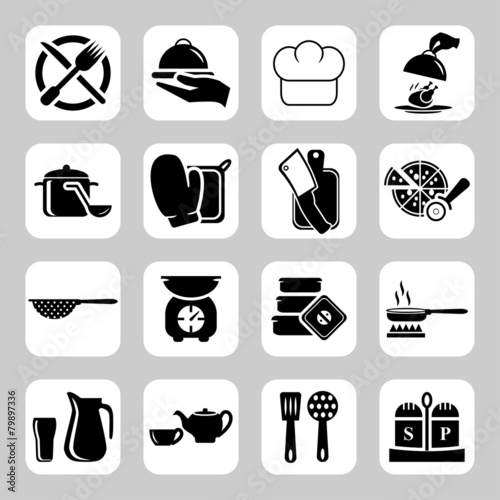 Cooking and kitchen icon set