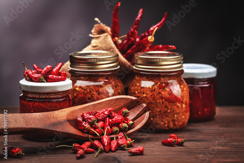 sauce chilli in glass