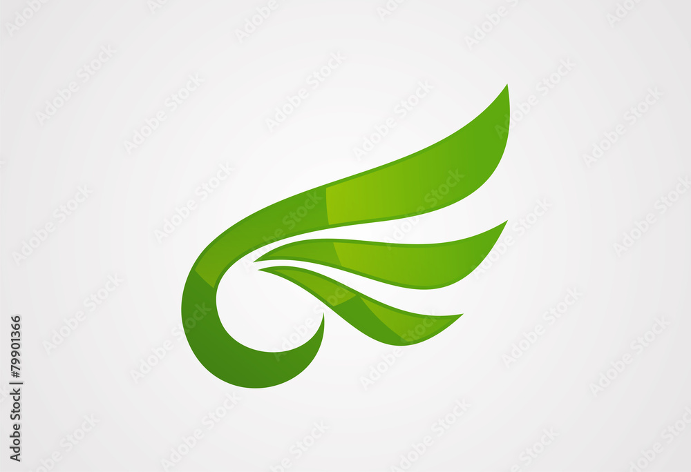 Green leaf wings logo vector Stock Vector Adobe Stock