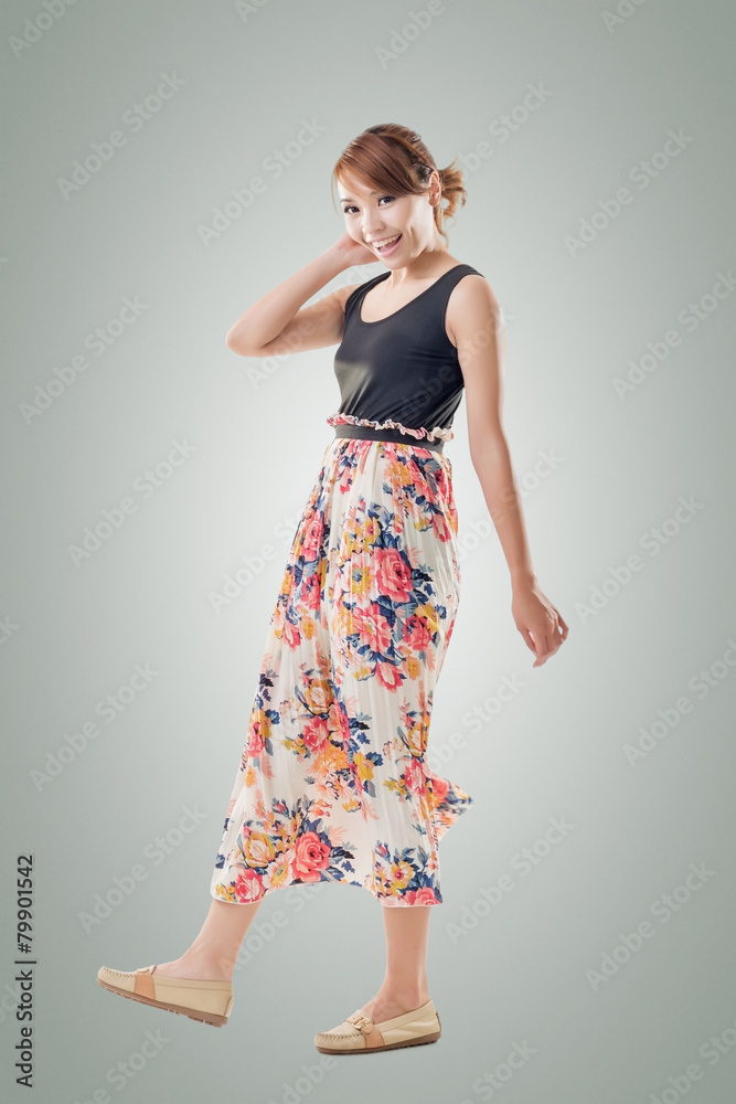 Attractive Asian woman with maxi dresses Attractive Asian woman with maxi dresses