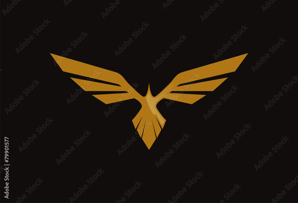 Gold bird logo vector wings silhouette Gold bird logo vector wings silhouette