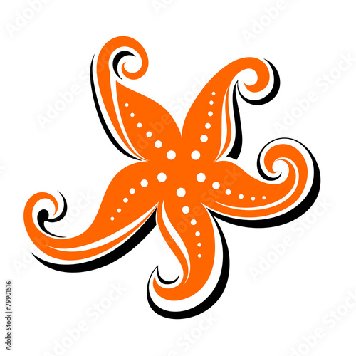 Orange cartoon starfish with little white dots