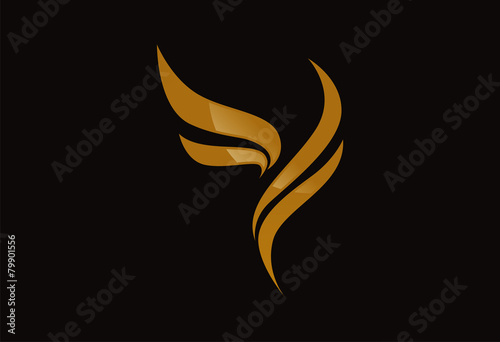 Gold bird logo vector wings silhouette