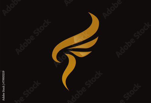 Gold bird logo vector wings silhouette