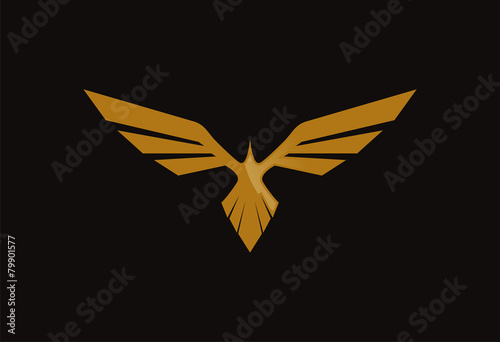 Gold bird logo vector wings silhouette