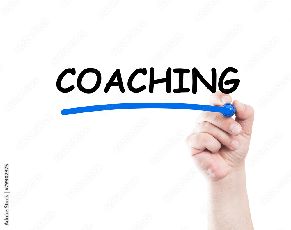 Coaching text underlined by hand with marker Coaching text underlined by hand with marker