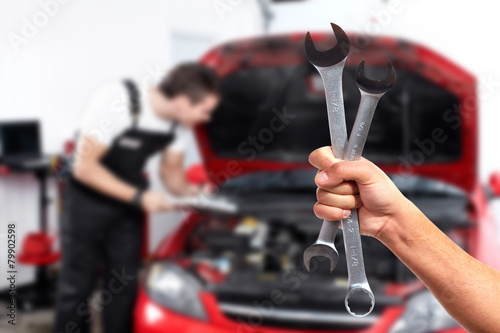 Wallpaper Mural Hand of car mechanic with wrench. Torontodigital.ca
