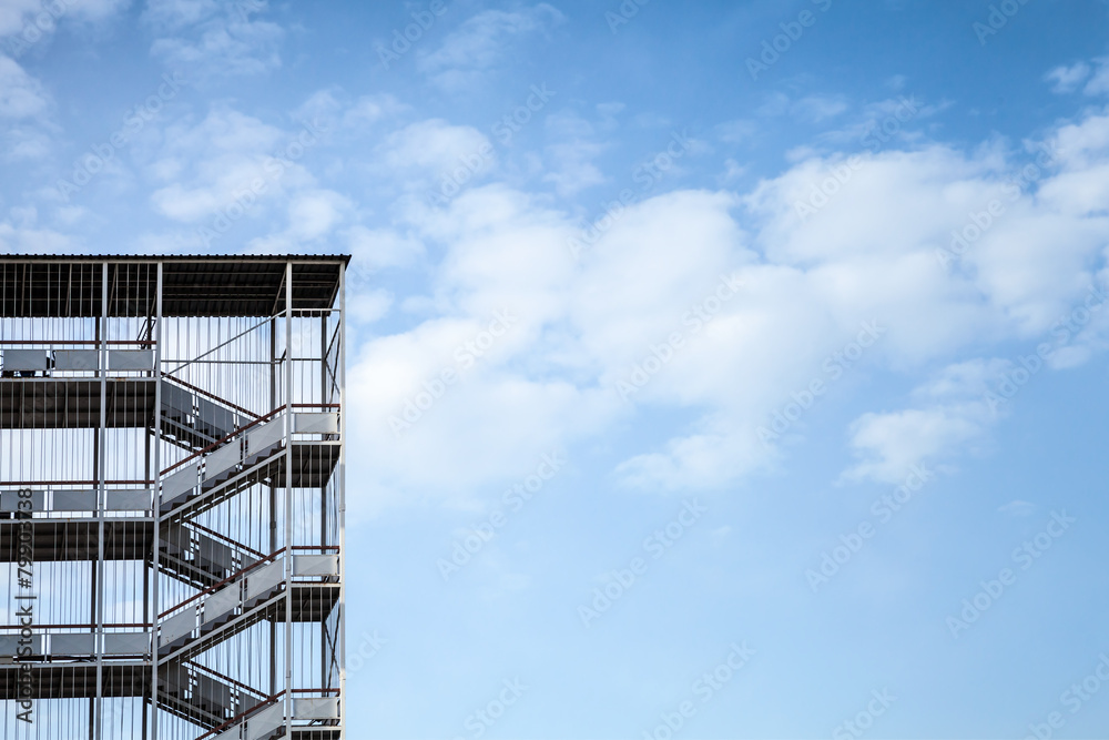 Abstract industrial architecture fragment on blue sky Abstract industrial architecture fragment on blue sky