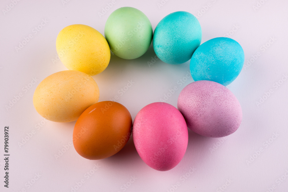 Pastel Easter Eggs Circle Isolated On White Pastel Easter Eggs Circle Isolated On White