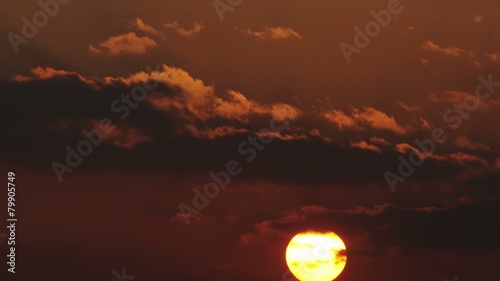 Time lapse of the large orange sunset - HD footage 30P