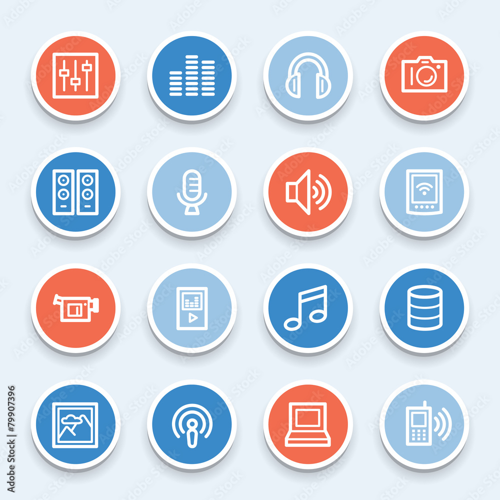 Media Web Icons Set Media Web Icons Set