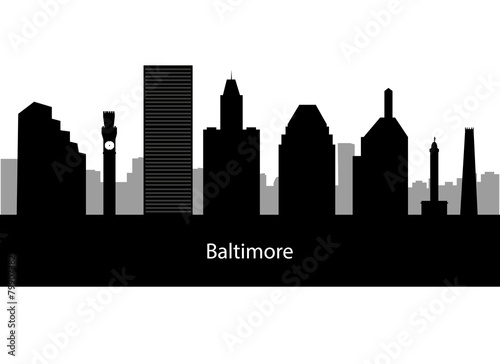 Baltimore USA city skyline silhouette vector illustration