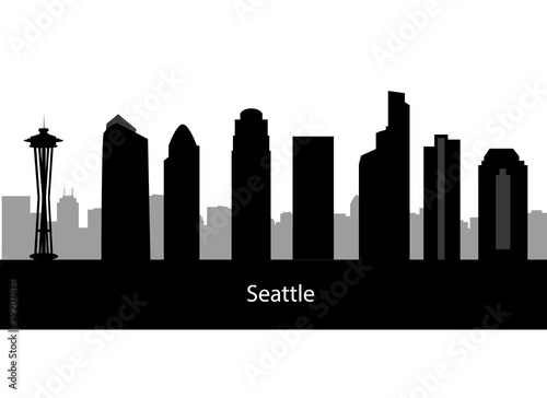 Seattle city skyline silhouette background, vector illustration