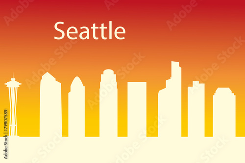 Seattle city skyline silhouette background  vector illustration