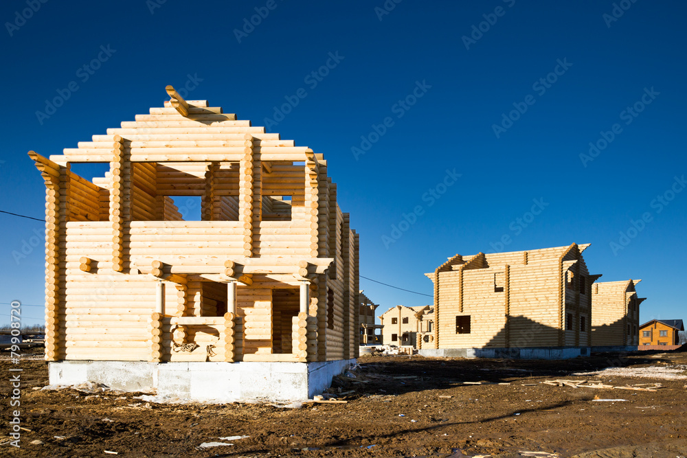 ecological wooden house and building area