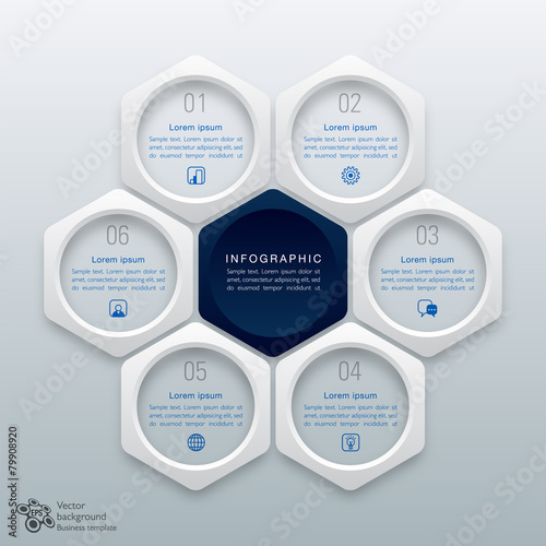 Infographics Vector Background Honeycomb Structure 6-step