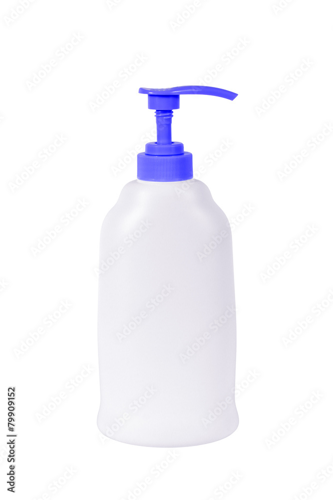 Plastic pump bottle without label isolated on white background Plastic pump bottle without label isolated on white background