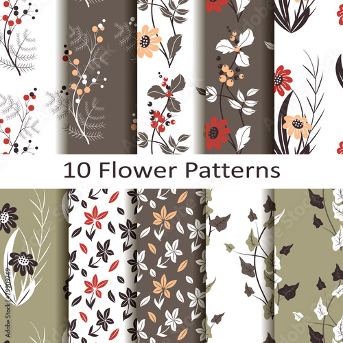 set of ten flower patterns