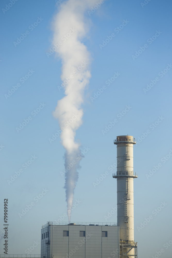 Industrial view of factory and smoke pollution Industrial view of factory and smoke pollution