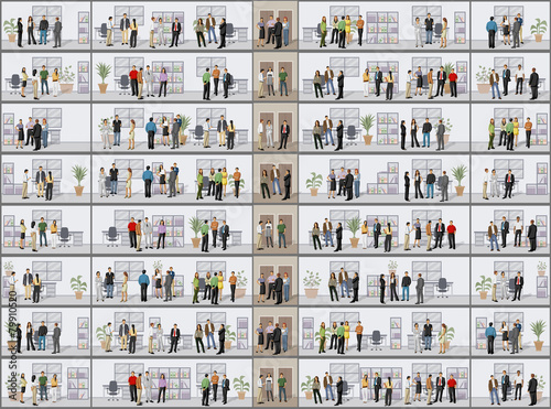 Building with business people in offices