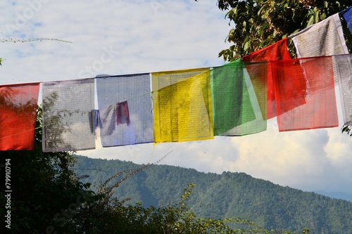Fototapet Tibetan Buddhist prayer flags