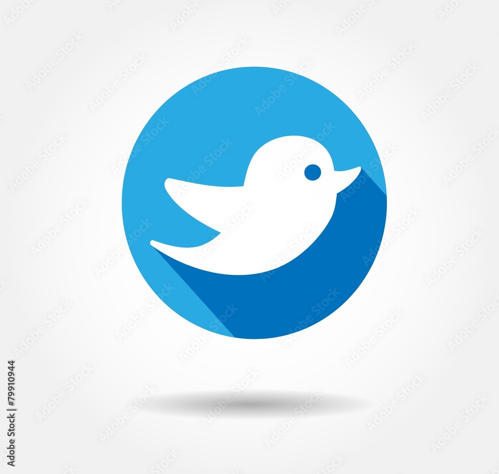 twitter bird flat icon - obrazy, fototapety, plakaty 