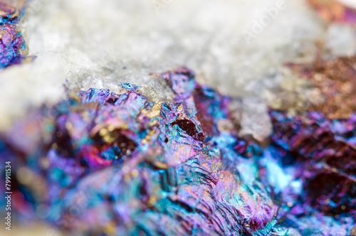 Bornite, also known as peacock ore, is a sulfide mineral