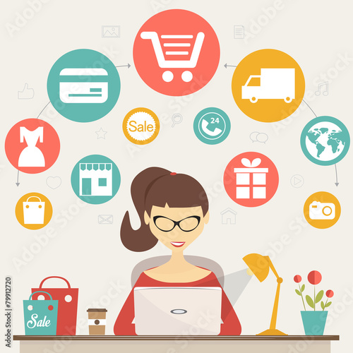 online shopping, electronic commerce concept