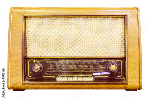 vintage radio isolated with clipping path