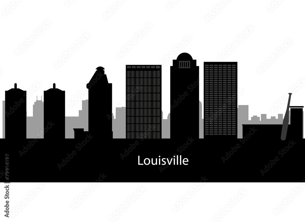 Louisville Kentucky city skyline silhouette. Vector illustration