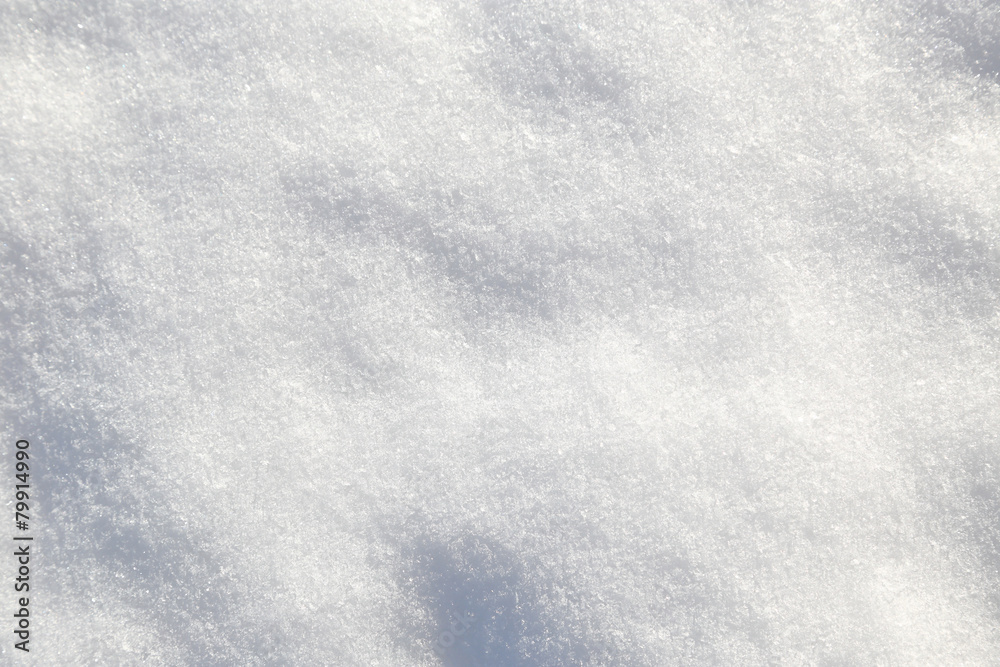 Shiny white soft snow closeup texture