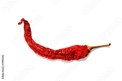 Dried red peppers isolated on a white background