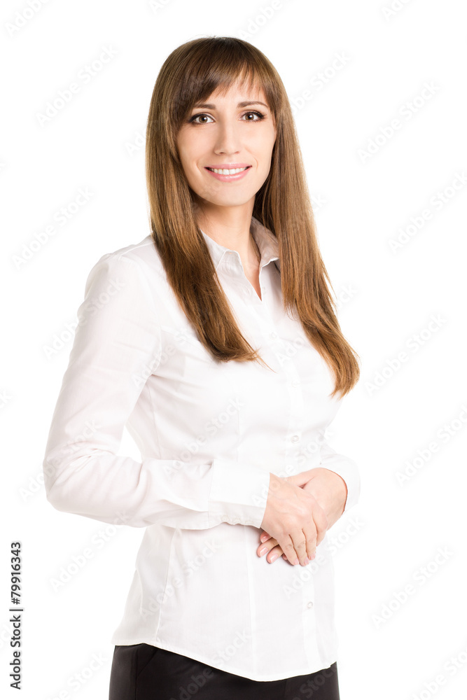 Young smiling businesswoman isolated on white background Young smiling businesswoman isolated on white background