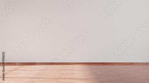 White empty wall with parquet floor, room interior
