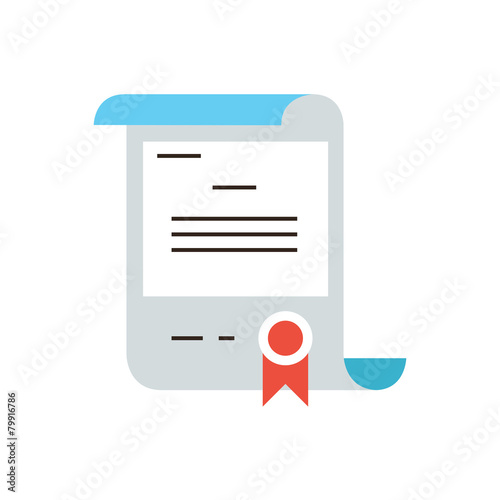 Gift certificate flat line icon concept