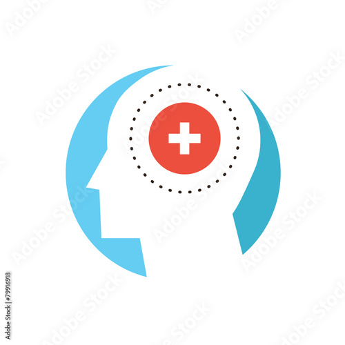 Mental health flat line icon concept