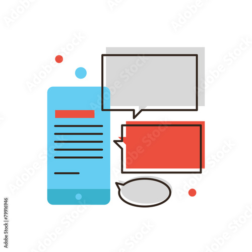 Mobile messaging flat line icon concept