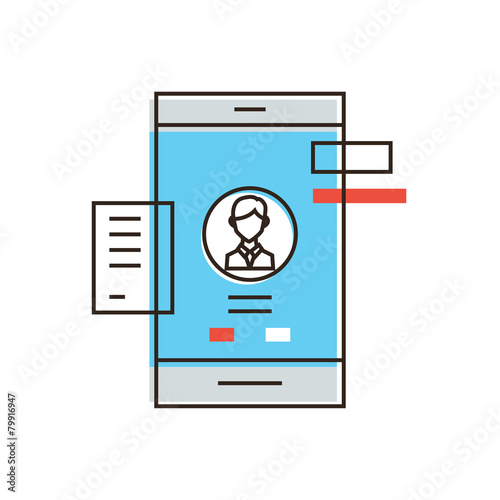 Mobile user profile line icon concept