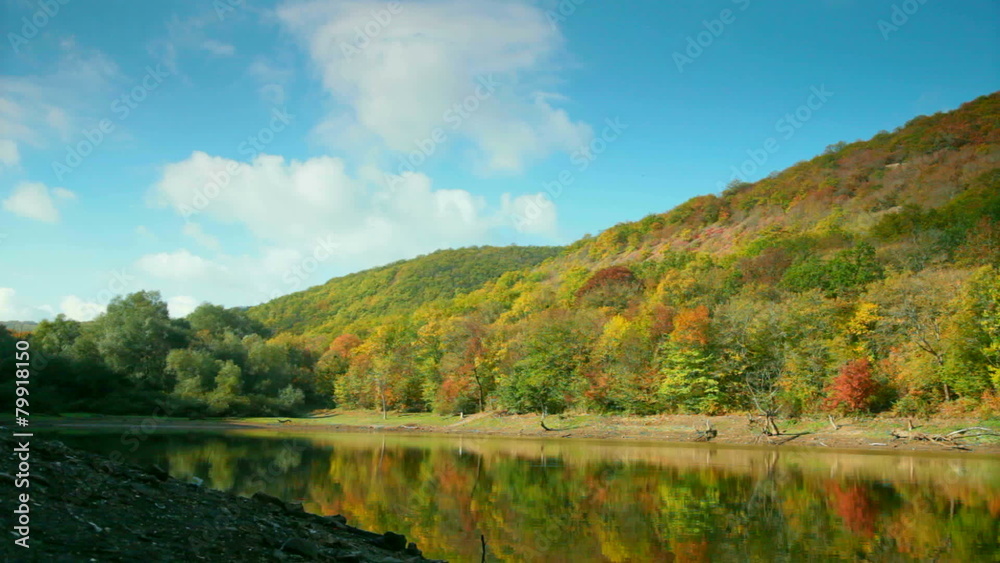 autumn landscape with a lake in the woods among the hills Crimea autumn landscape with a lake in the woods among the hills Crimea